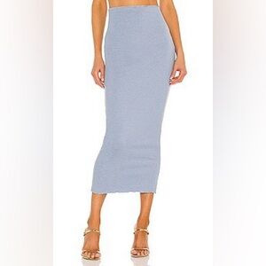 Baby blue midi skirt with tulip hemline